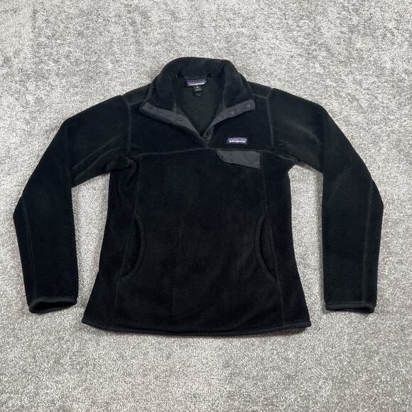 Patagonia Re Tool Snap T Pullover Womens Extra Small Polartec Fleece Soft Black - Picture 2 of 14